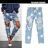 Loose Straight Pants Ninth Pants Mid Waist Women's Ripped Jeans